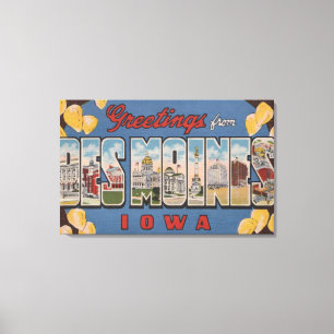 Des Moines, Iowa - Large Letter Scenes 2 Canvas Print