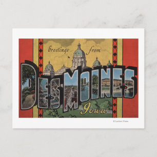 Des Moines, Iowa - Large Letter Scenes Postcard