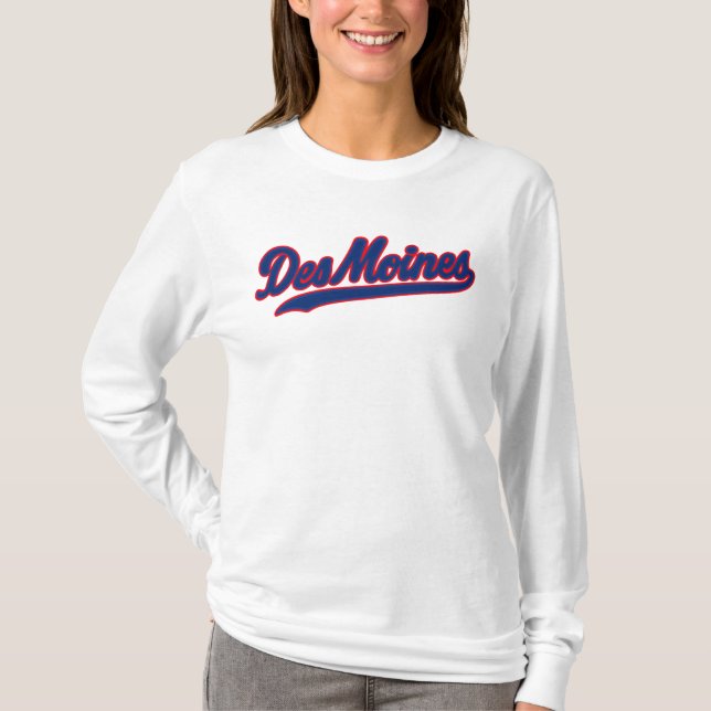 Des Moines Iowa Script Design | Retro City T-Shirt (Front)