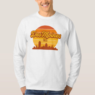 Des Moines Iowa Skyline Sunset Retro City Pride T-Shirt