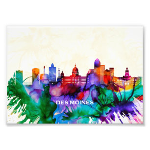 Des Moines Skyline Photo Print