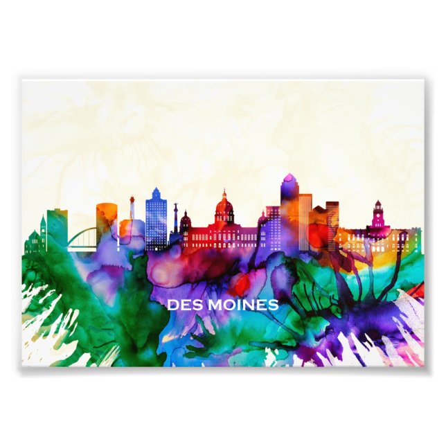 Des Moines Skyline Photo Print (Front)