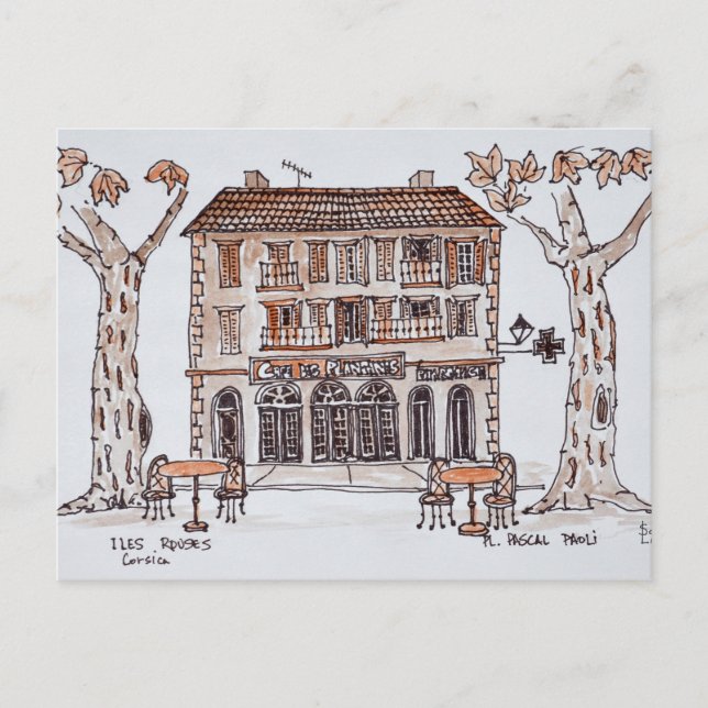 des platens, Place Paoli, | L'Ile Rousse, Corsica Postcard (Front)