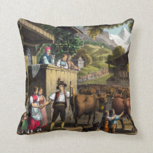 Desalpe or Poya Traditional Swiss Cows Alpine Cushion