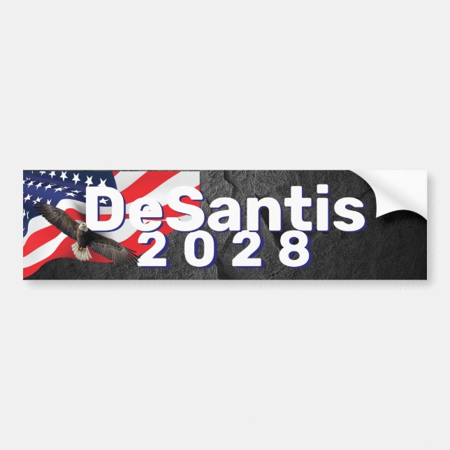 DeSantis 2028 Flag with Bald Eagle  Bumper Sticker (Front)