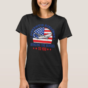 DeSantis Airlines Funny Political Meme USA Flag Ro T-Shirt