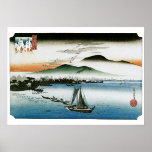 Descending Geese - Vintage Hiroshige Prints