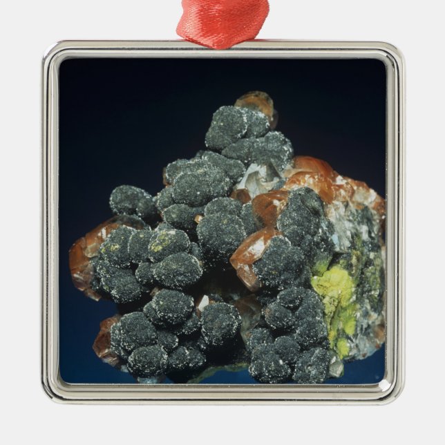 Descloizite on Calcite Metal Tree Decoration (Front)