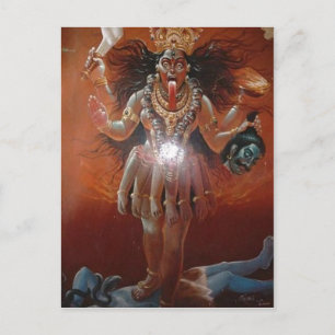 Description Hindu goddess Kali. Photo of a ~17th c Postcard