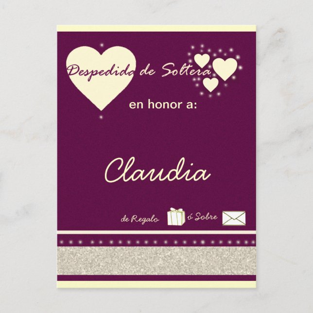 Desdepida de Soltera Invitation Postcard (Front)