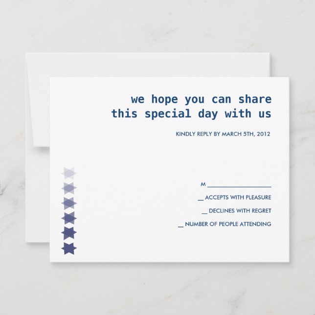 Desending STARS Bar Bat Mitzvah Reply Card (Front)