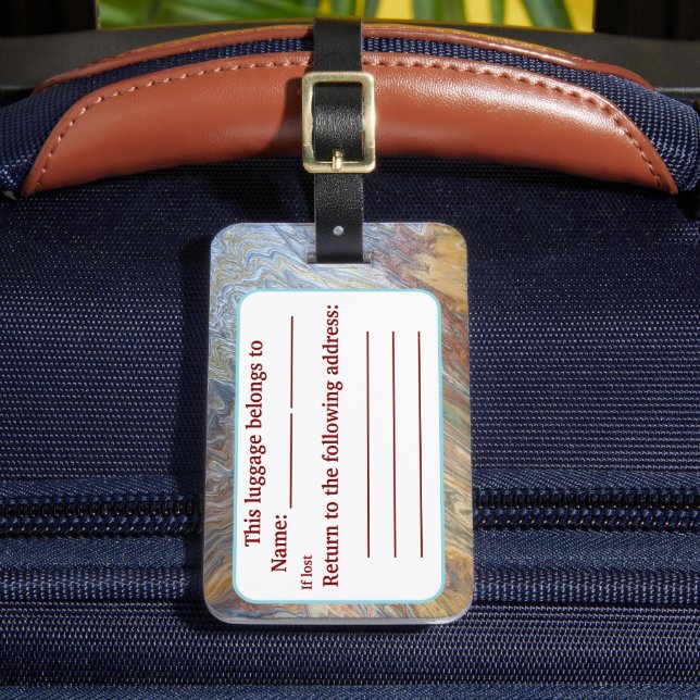 Desert Acrylic Pour Inspired Luggage Tag (Front Insitu 2)