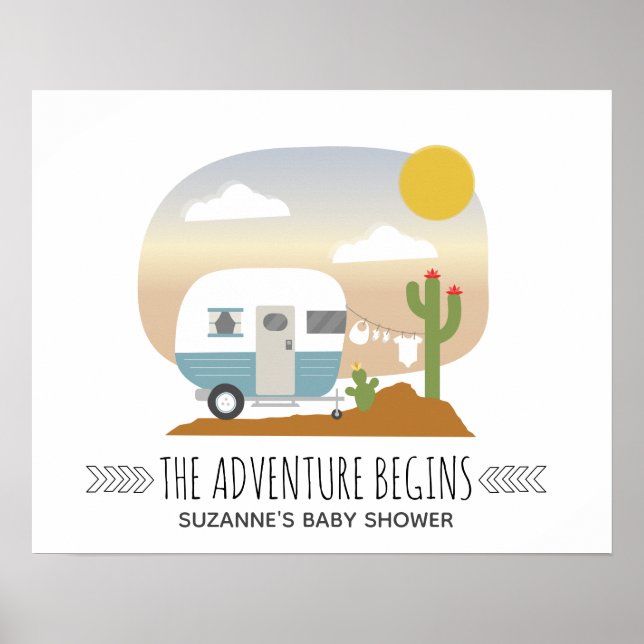 Desert Adventure Camper Boy Baby Shower Poster (Front)