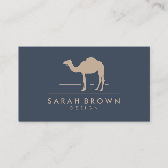 Desert Animal Logo Navy Camel Business Card (Front)