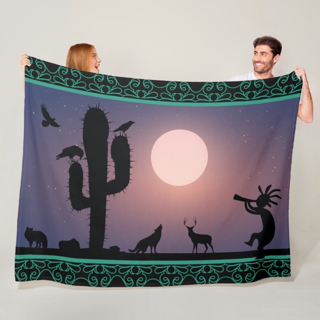 Desert Animals Kokopelli Fleece Blanket (In Situ)