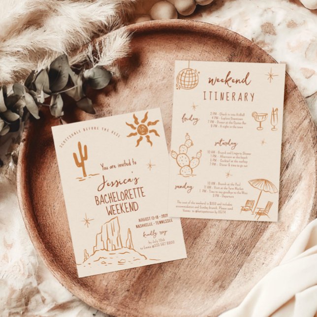 Desert Bachelorette weekend Invitation Itinerary (Creator Uploaded)