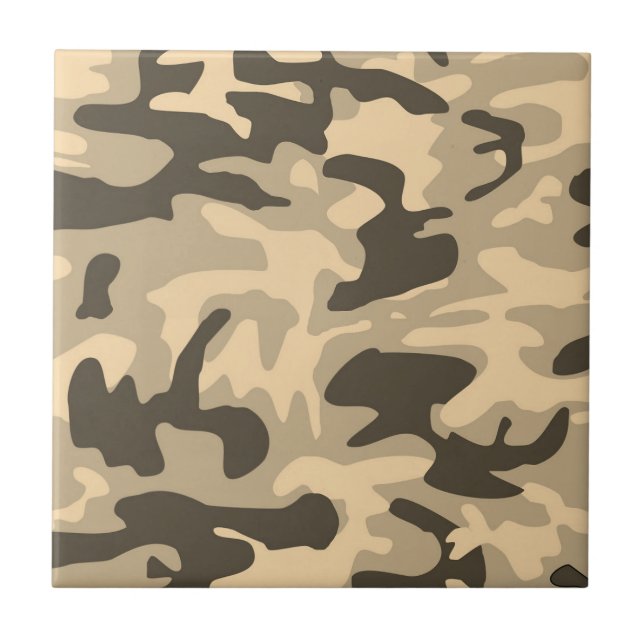 Desert Beige Camo Camouflage Pattern Tile (Front)
