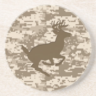 Desert Beige Digital Camouflage Deer Camo Pattern Coaster