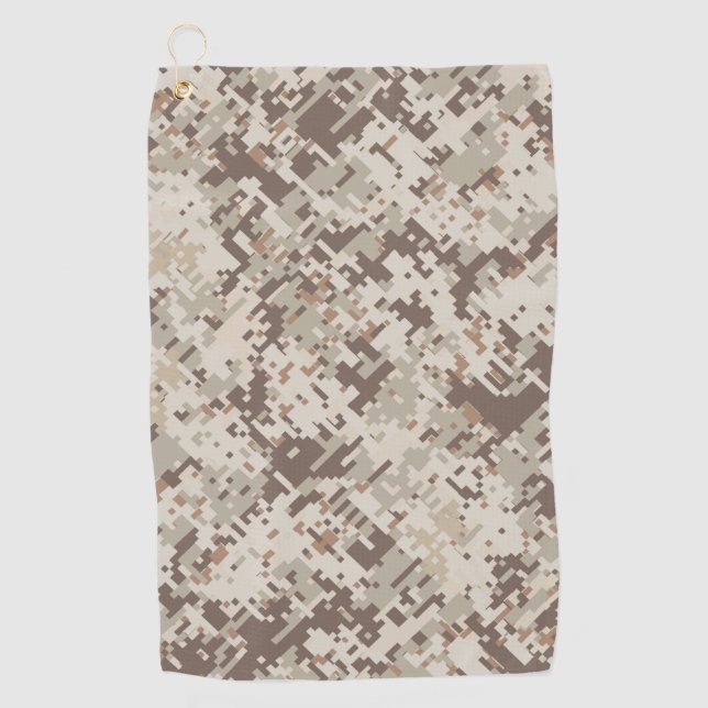 Desert Beige Style Digital Camouflage Decor on a  Golf Towel (Front)
