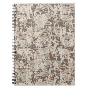 Desert Beige Style Digital Camouflage Spiral Notebook