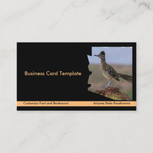 Desert Bird Roadrunner Arizona State Map Business Card