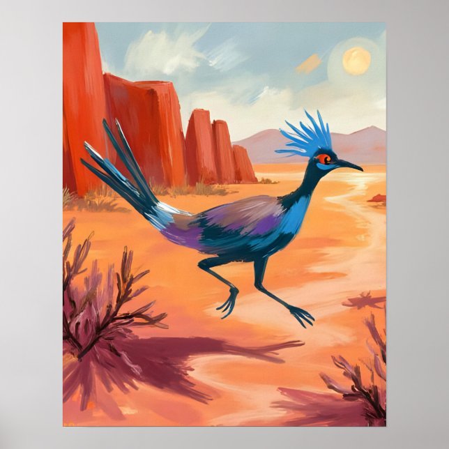 Desert Bird Southwestern Landscape Wall Art (Front)