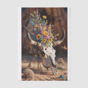 Desert Bloom Memorial, Longhorn Skull & Wildflower Tissue Paper