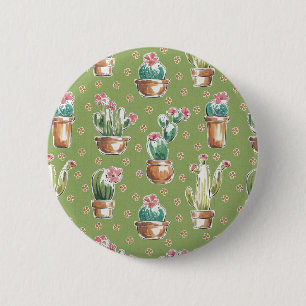 Desert Bloom Step   Green Pattern 6 Cm Round Badge