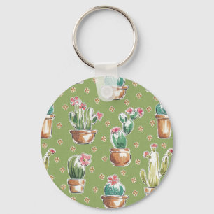 Desert Bloom Step Green Pattern Key Ring