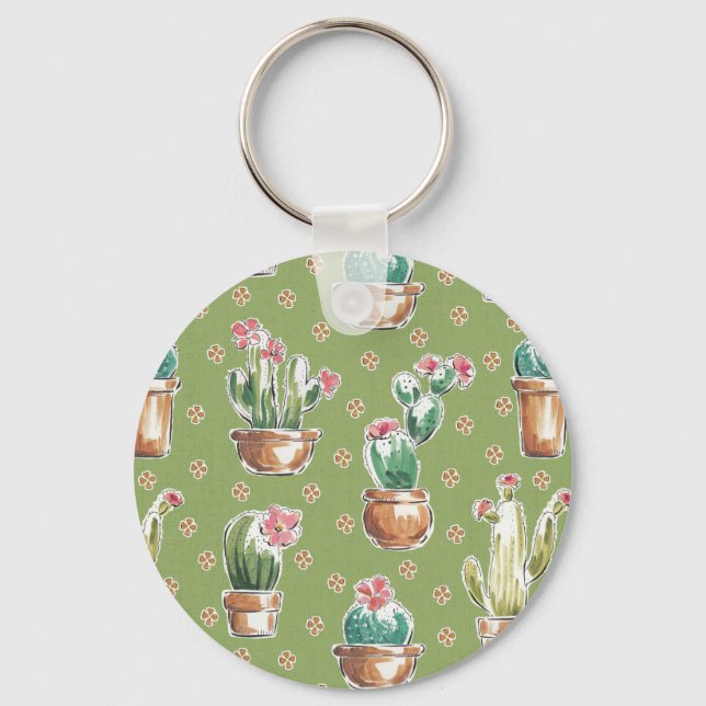 Desert Bloom Step | Green Pattern Key Ring (Front)
