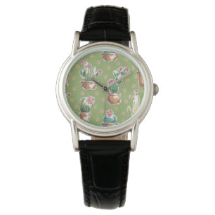 Desert Bloom Step Green Pattern Watch