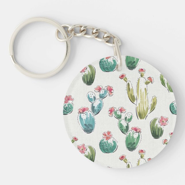 Desert Bloom Step | Pink Pattern Key Ring (Front)