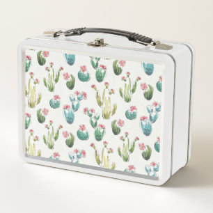Desert Bloom Step   Pink Pattern Metal Lunch Box