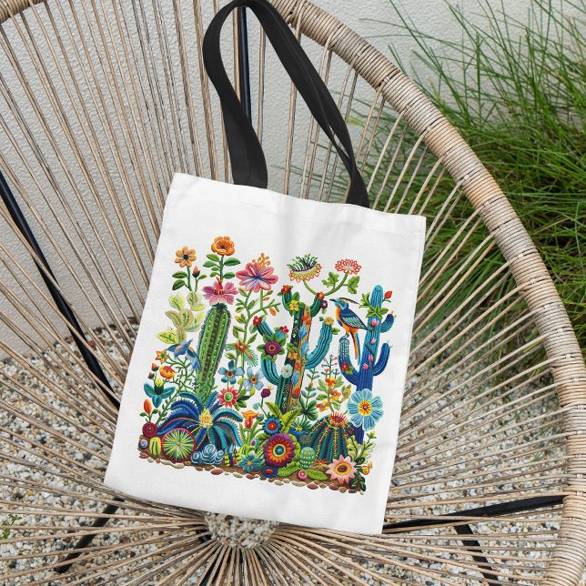 Desert Blooms Embroidered Eden Tote Bag (Creator Uploaded)