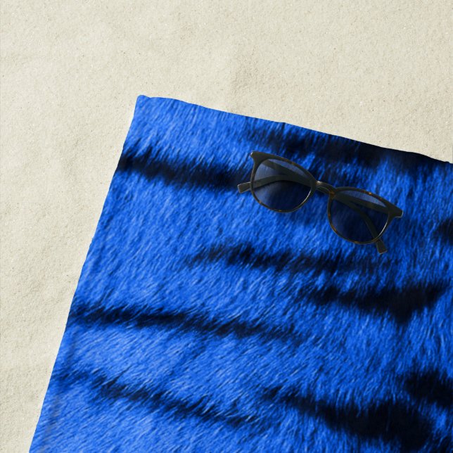 Desert Blue Tiger Skin Print Beach Towel (In Situ)