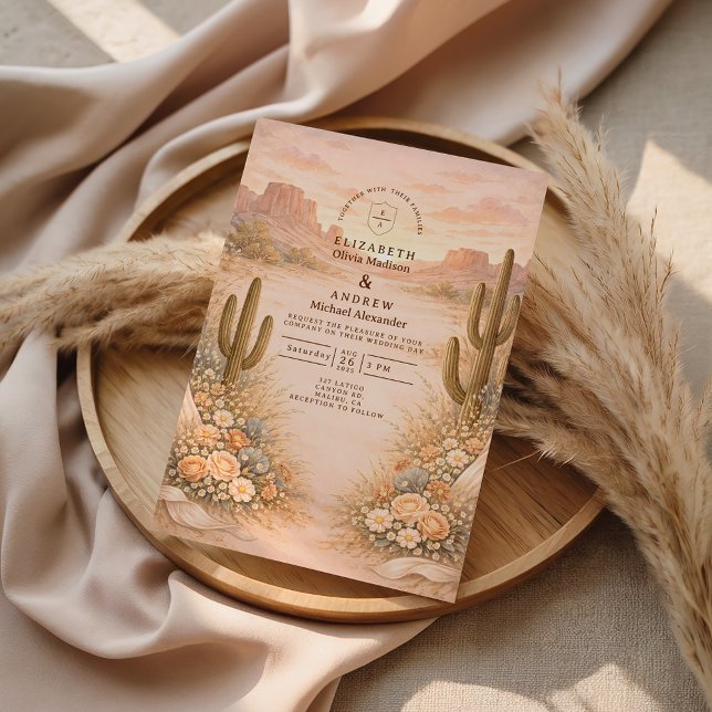 Desert Blush Cactus Landscape Wedding Invitation (Creator Uploaded)