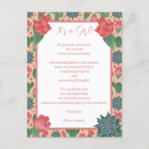 Desert Blush Pink Girl  Announcement Postcard