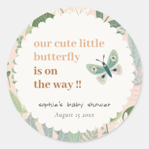 Desert Blush Retro Butterfly Garden Baby Shower Classic Round Sticker