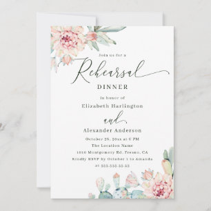Desert Boho Cactus Rehearsal Dinner   Southwestern Invitation