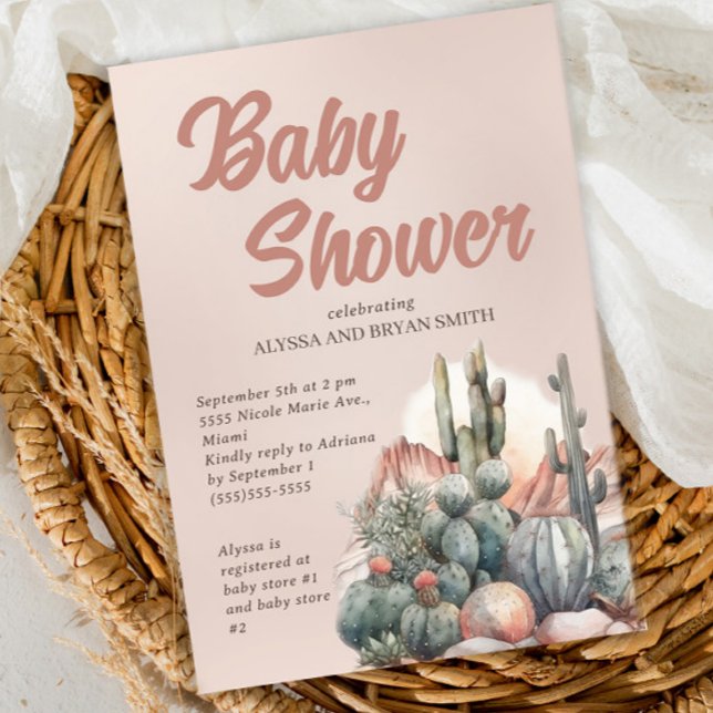 Desert Boho Chic Cactus Terracotta Baby Shower Invitation (Creator Uploaded)