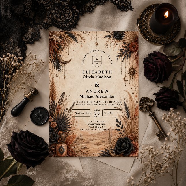 Desert Boho Goth Wedding Invitation (Creator Uploaded)
