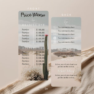 Desert Boho Price Menu Policy Sheet
