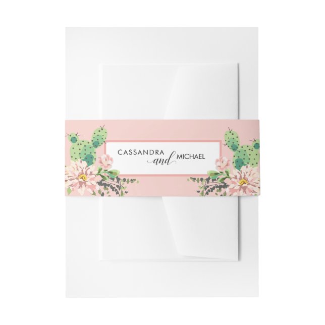 Desert Booming Cactus  Invitation Belly Band (Front Example)