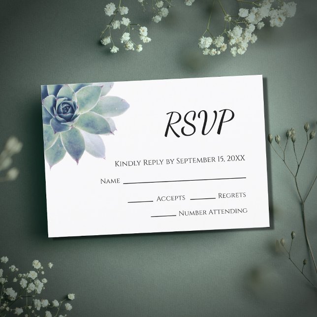 Desert Botanical Elegant Succulent Wedding  RSVP Card (Creator Uploaded)