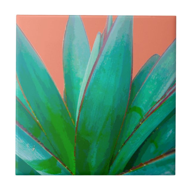 Desert Botanical Green Agave Southwestern Tile (Front)