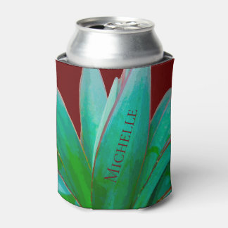 Desert Botanical Succulent Red Personalised Can Cooler
