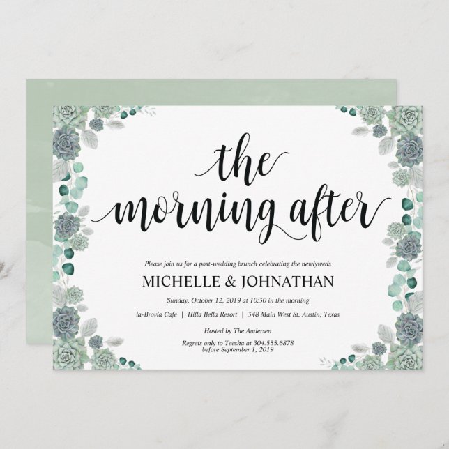 Desert Botanical Wedding Brunch Invitation Card (Front/Back)