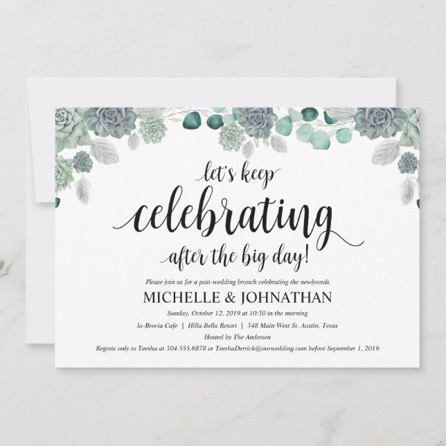 Desert Botanical Wedding Brunch Invitation Card (Front)