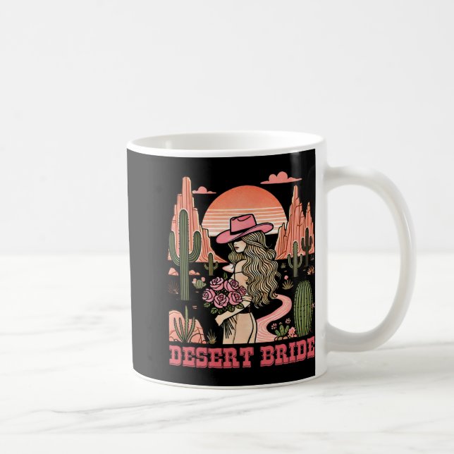 Desert Bride Cactus Landscape Sunset Hat Roses  Coffee Mug (Right)