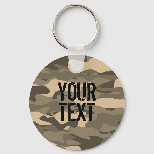 Desert brown camo army camouflage personalised key ring (Front)